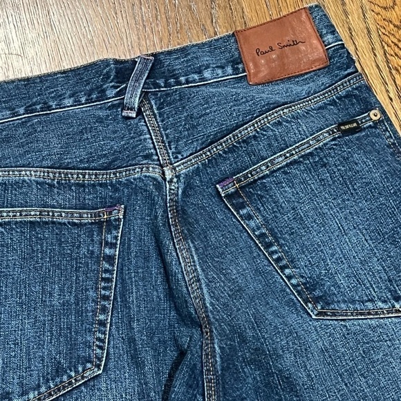 Men’s 30W 32L Paul Smith Dark Faded Wash Denim Jeans Flat Front APC Lux Pants - Picture 13 of 13